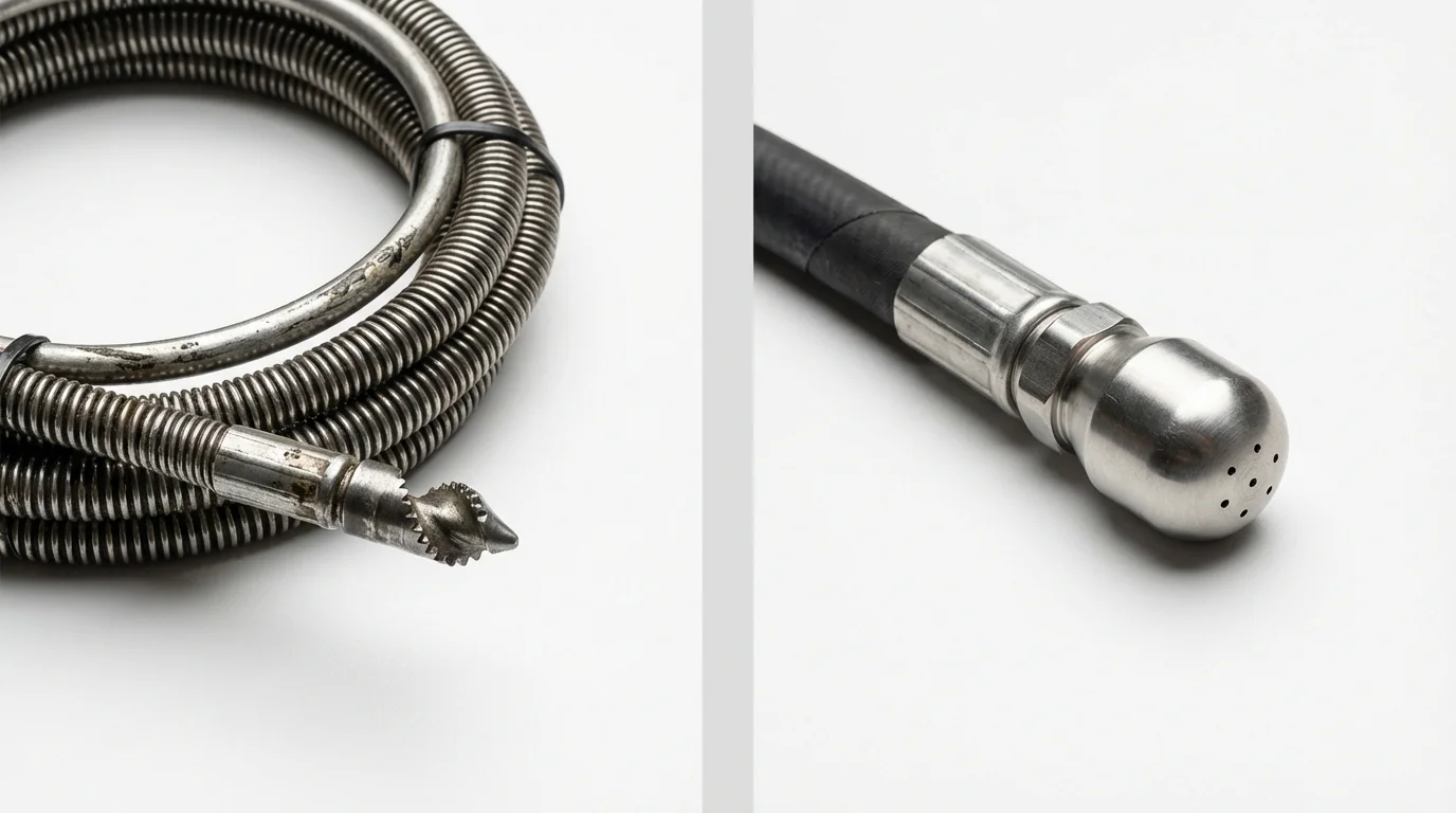 Drain snake cable and hydro jetting nozzle used for drain cleaning in Lebanon, IL